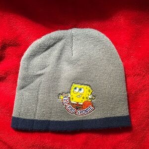 Nickelodeon SpongeBob SquarePants Beanie Hat 2008 gray and navy ALL-PRO SPONGE